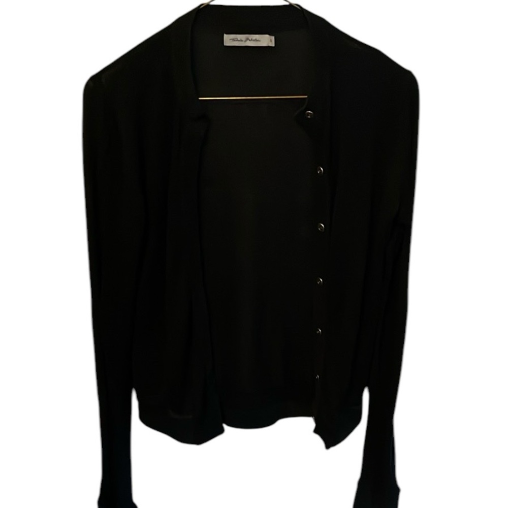 Black Button-Up Cardigan Talula Babaton Aritzia small button up